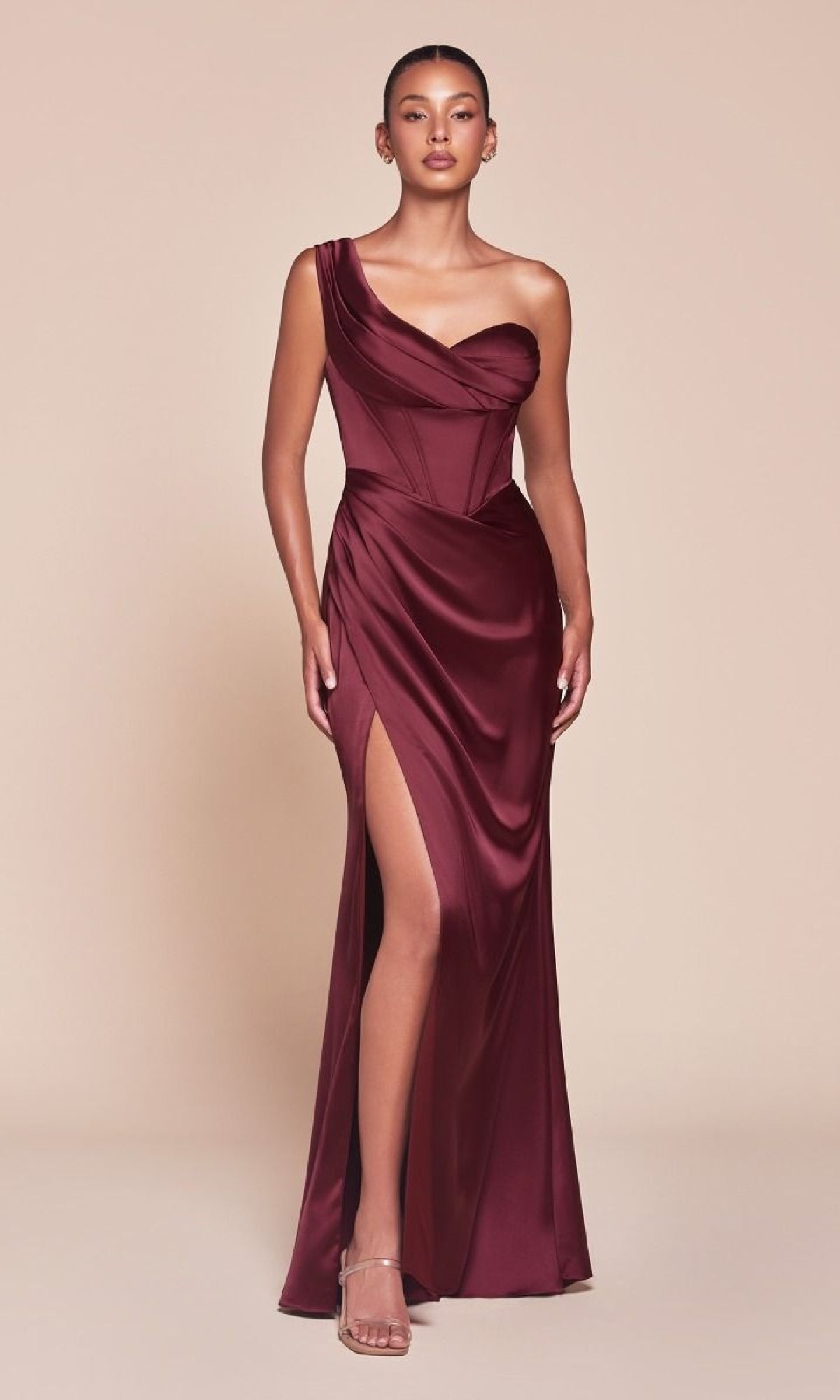 Burgundy Ladivine Long Formal Dress 7448