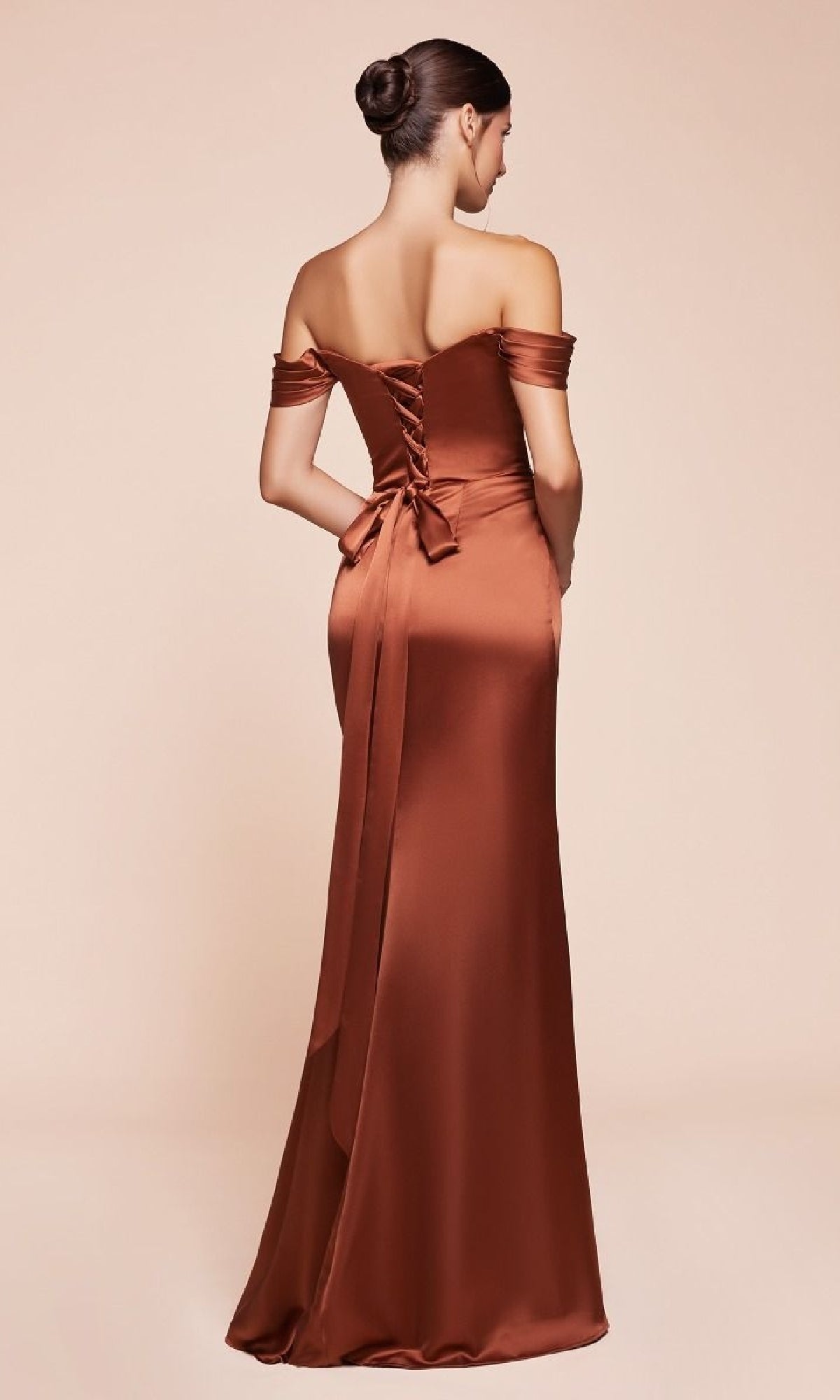 LaDivine 7452 Long Formal Evening Prom Slit Dress - Champagne / 16 LaDivine 7452 Long Formal Evening Prom Slit Dress - Champagne / 16
