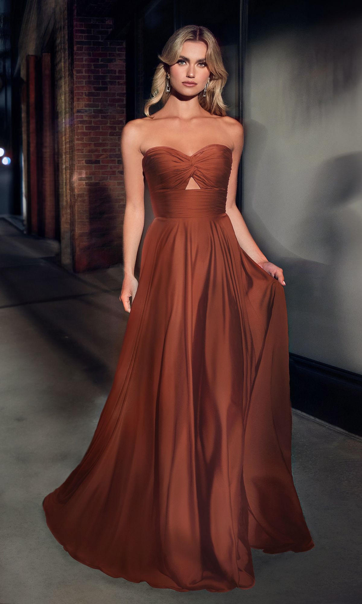 Long A-Line Prom Formal Gown by LaDivine 7496 - Sienna / 4 Long A-Line Prom Formal Gown by LaDivine 7496 - Sienna / 4