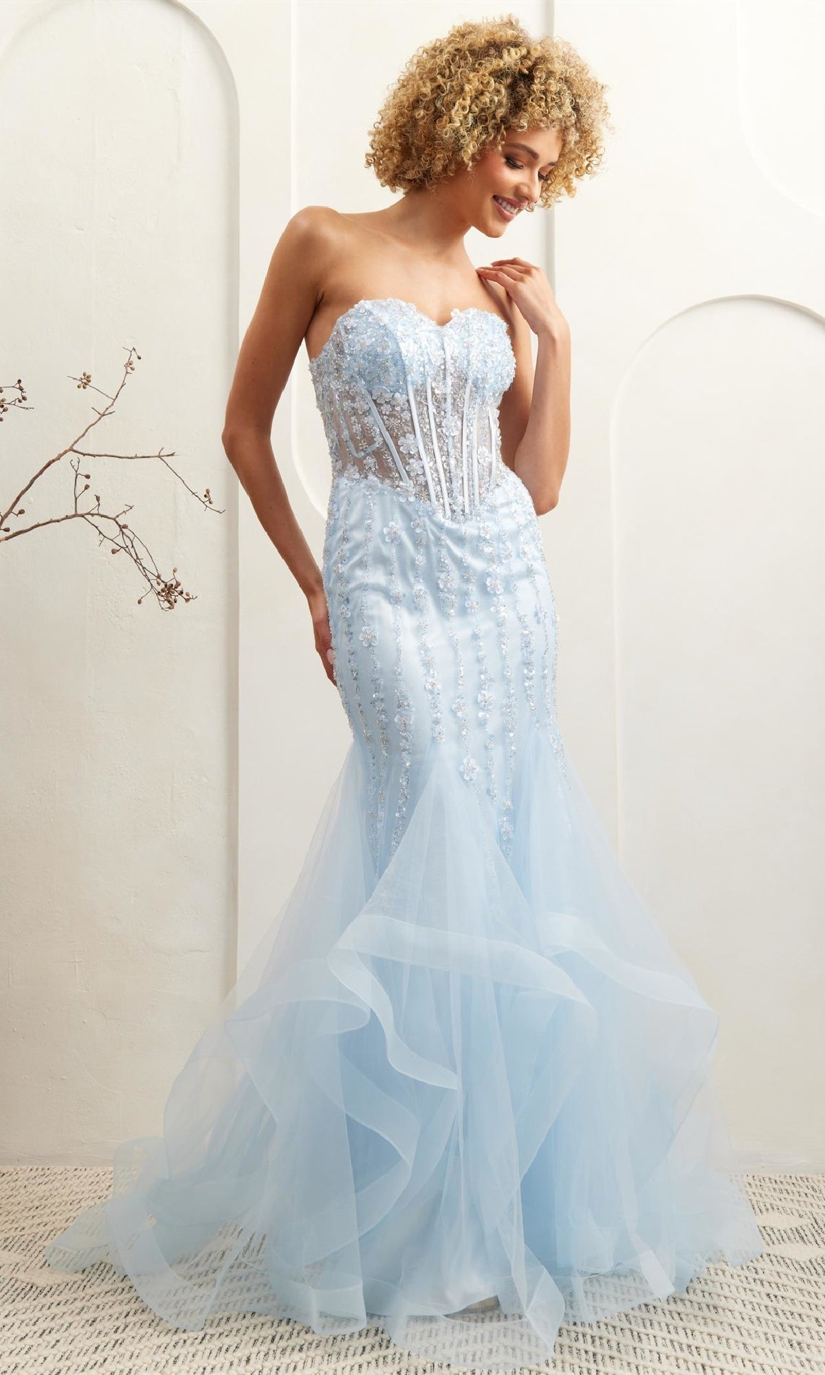 Baby Blue Amelia Couture Long Formal Dress 8002