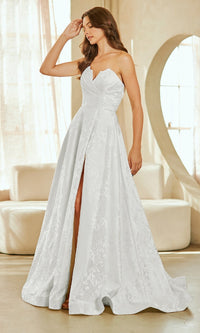 White Amelia Couture Long Prom Dress 8061