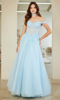 Light Blue Amelia Couture Long Prom Dress 8064