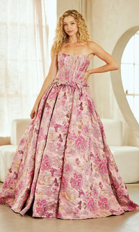 Pink Amelia Couture Long Prom Dress 8068