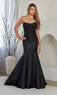 Black Amelia Couture Long Formal Dress 8080