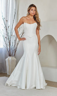 White Amelia Couture Long Formal Dress 8080