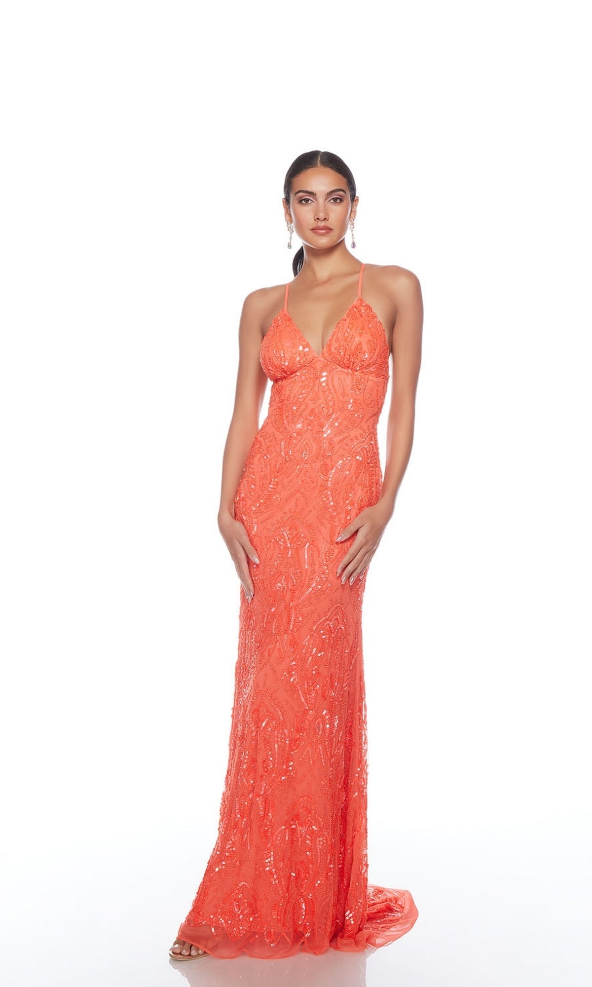 Bright Orange Alyce Long Formal Dress 88006