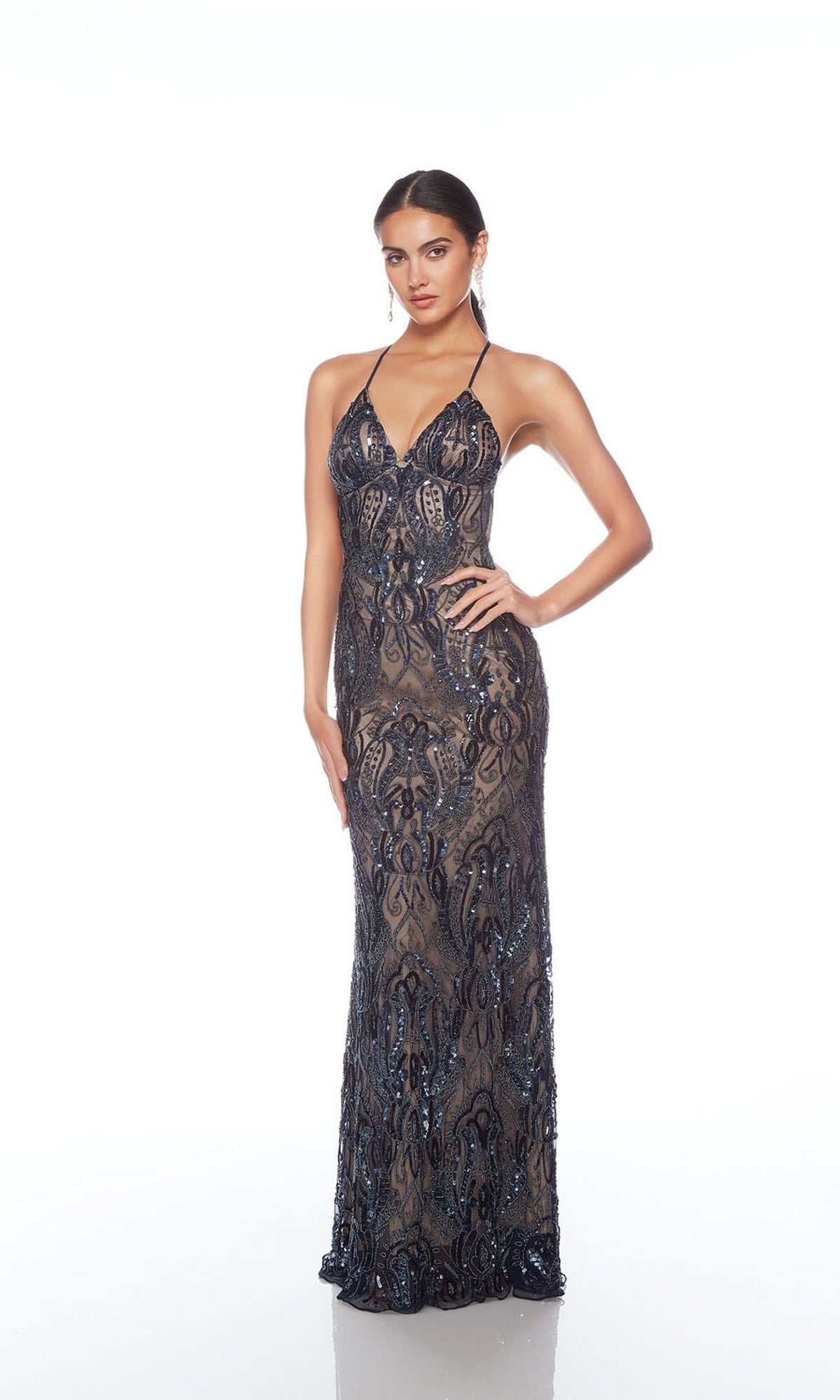 Midnight/Sand Alyce Long Formal Dress 88006