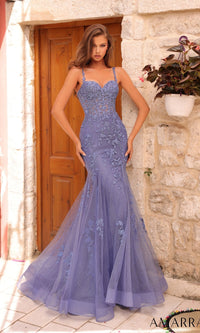Slate Blue Amarra Long Formal Dress 88222