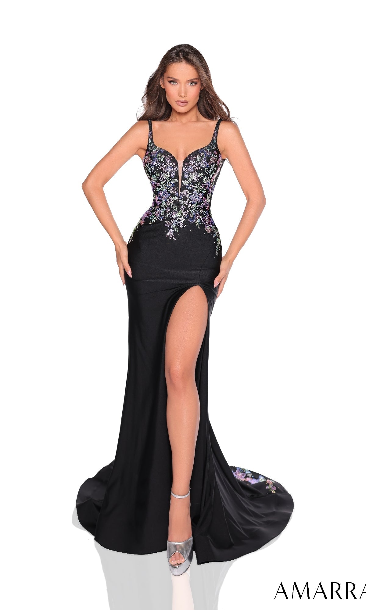 Black/Multi Amarra Long Formal Dress 88242