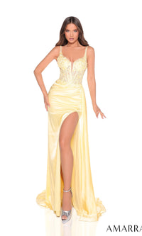 Light Yellow Amarra Long Formal Dress 88246