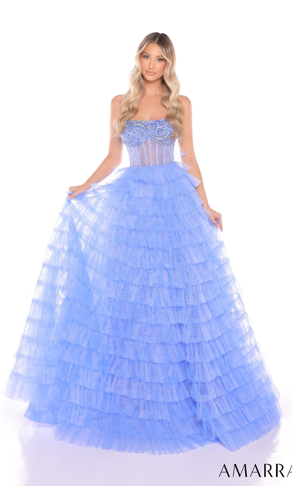 Periwinkle Amarra Long Formal Dress 88297