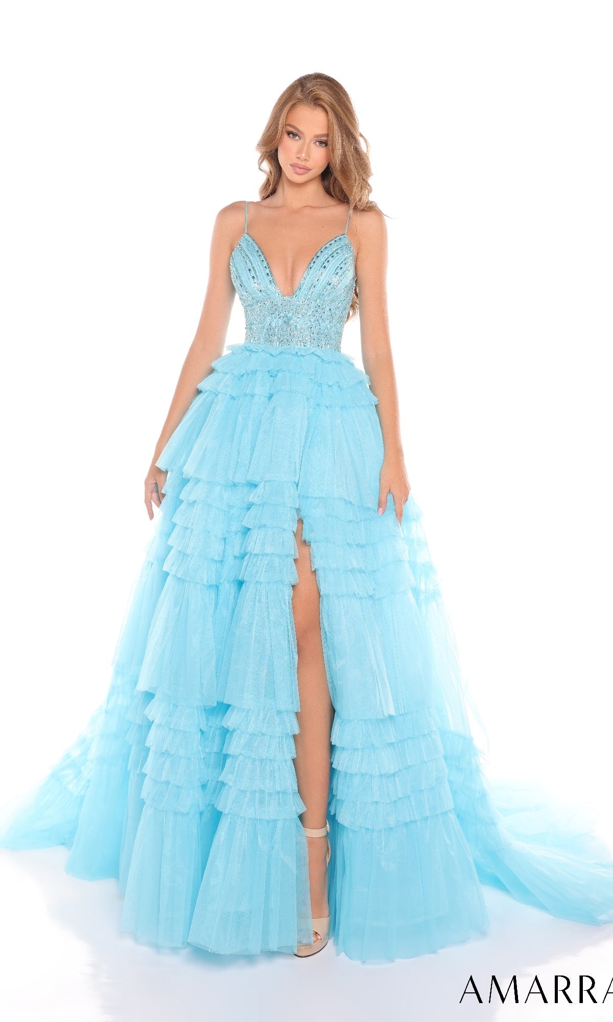 Light Blue Amarra Long Formal Dress 88303