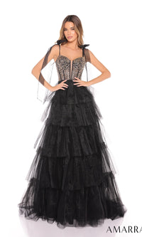 Black/Gold Amarra Long Formal Dress 88331
