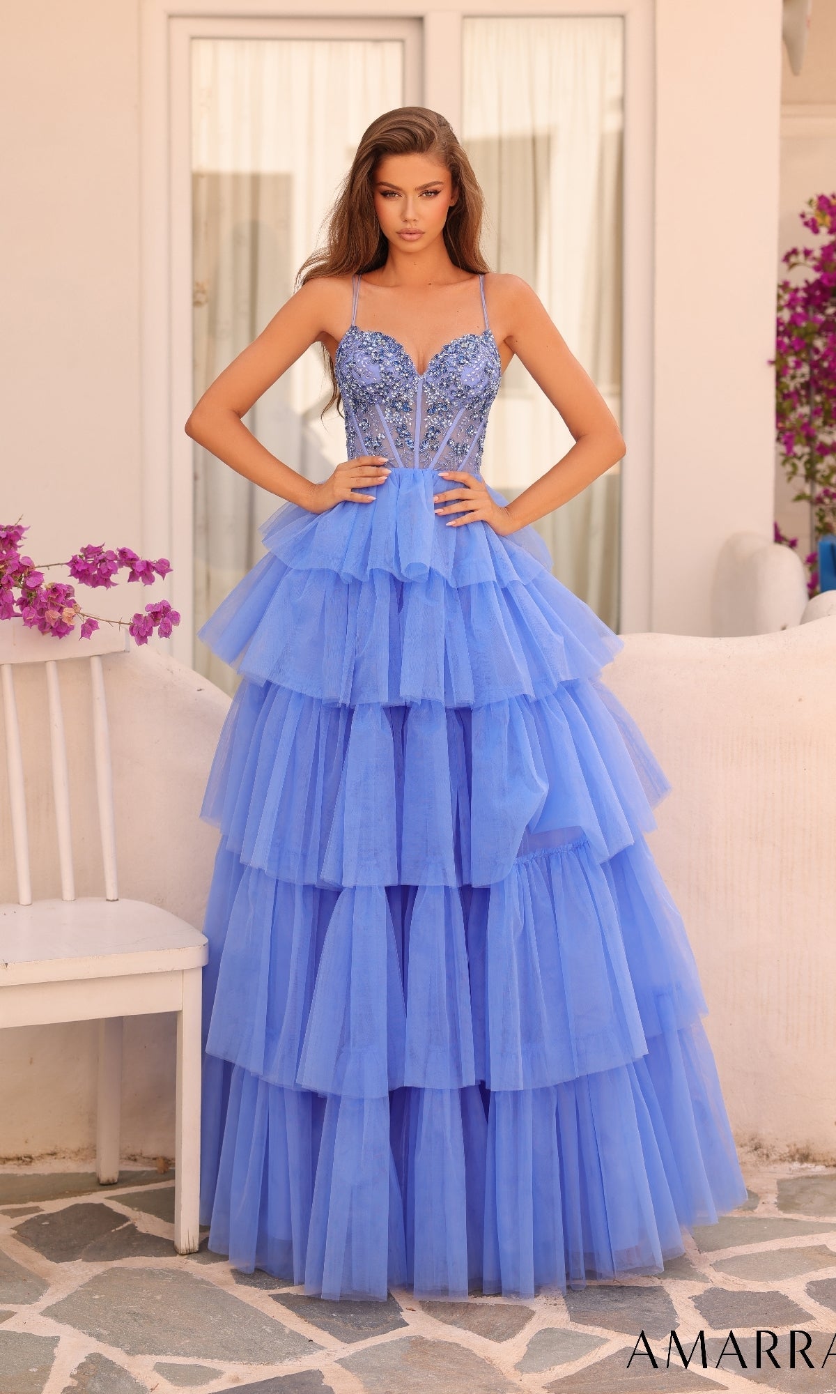 Periwinkle Amarra Long Formal Dress 88345