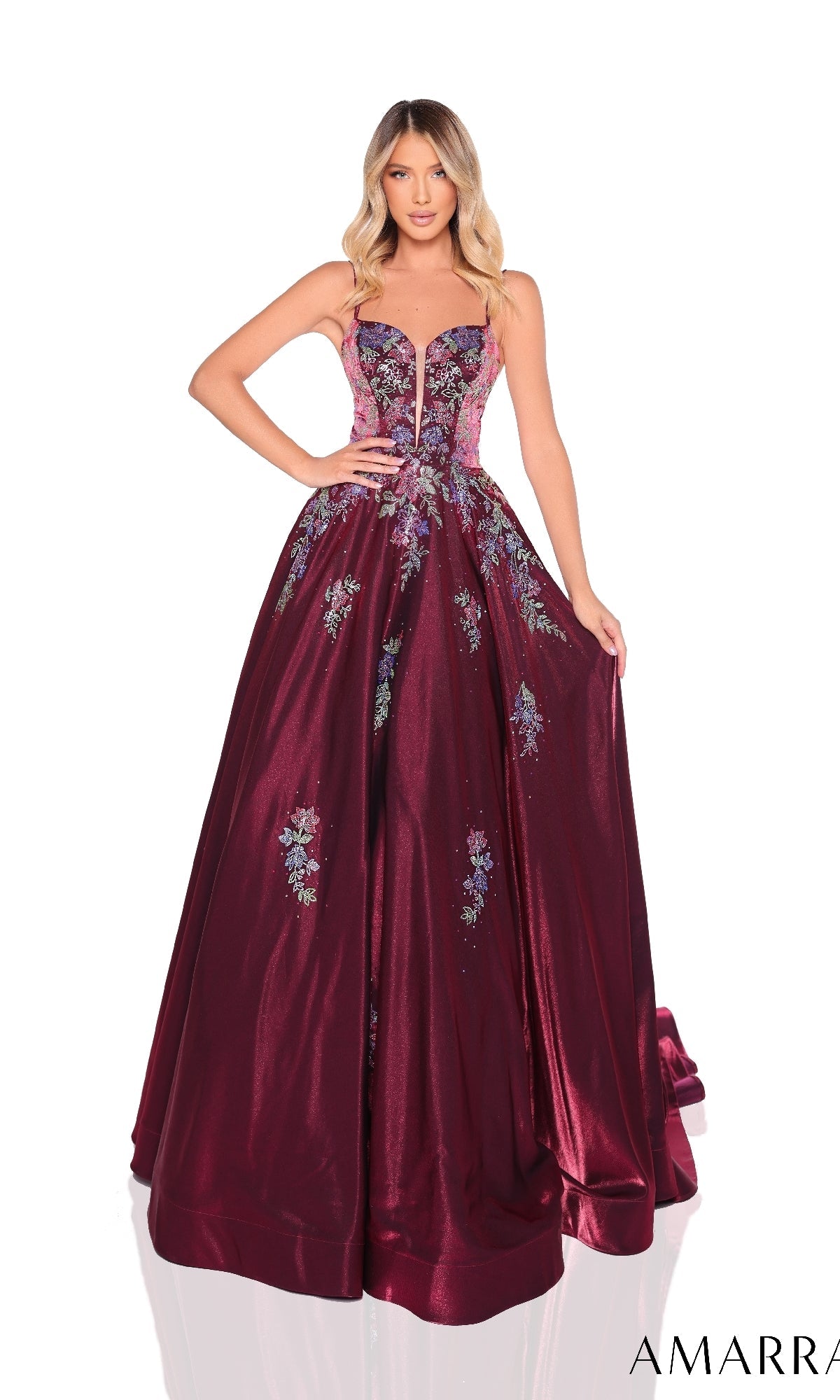 Wine Amarra Long Formal Dress 88379