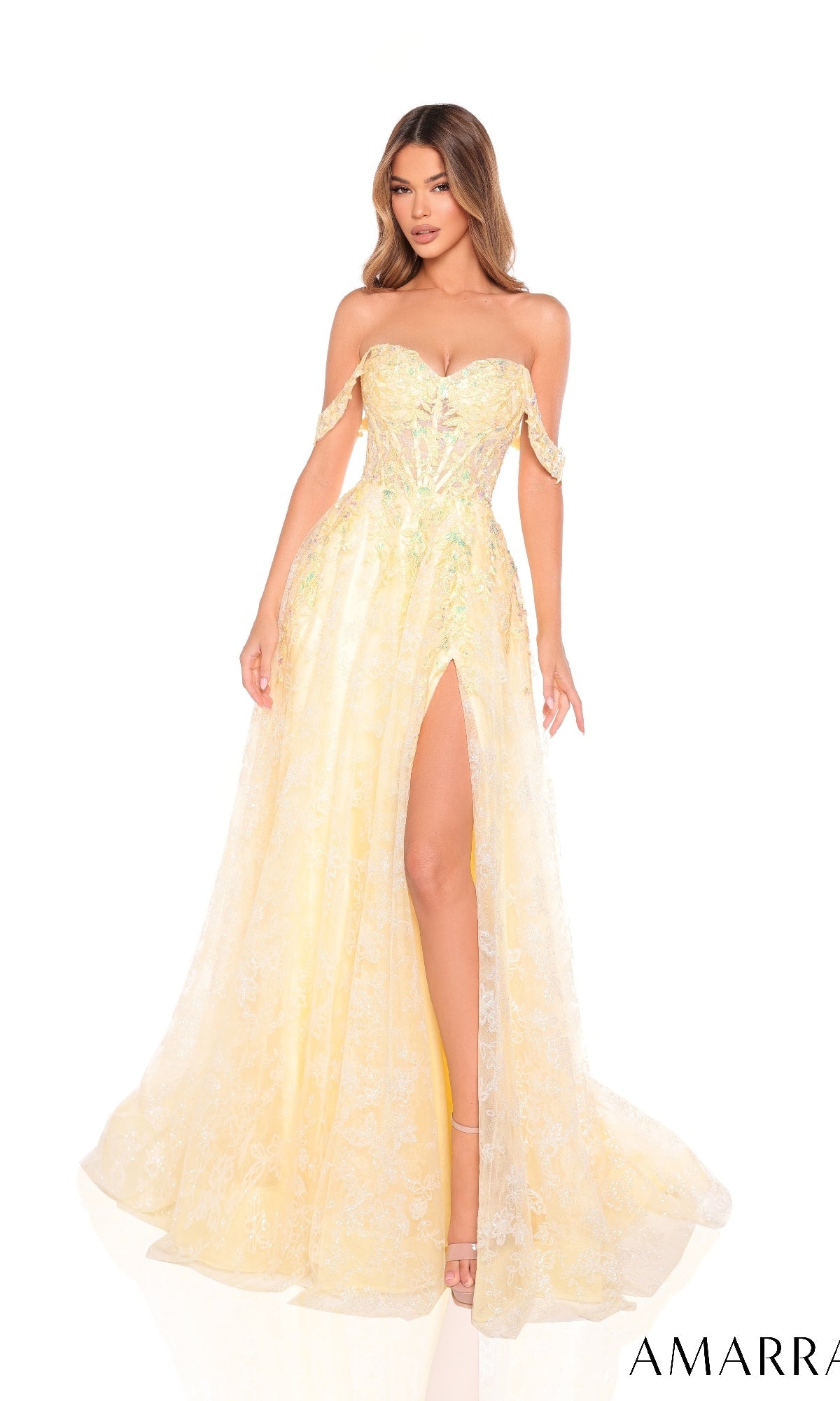 Light Yellow Amarra Long Formal Dress 88394