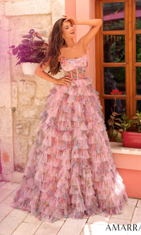 Blush/Multi Amarra Long Formal Dress 88397