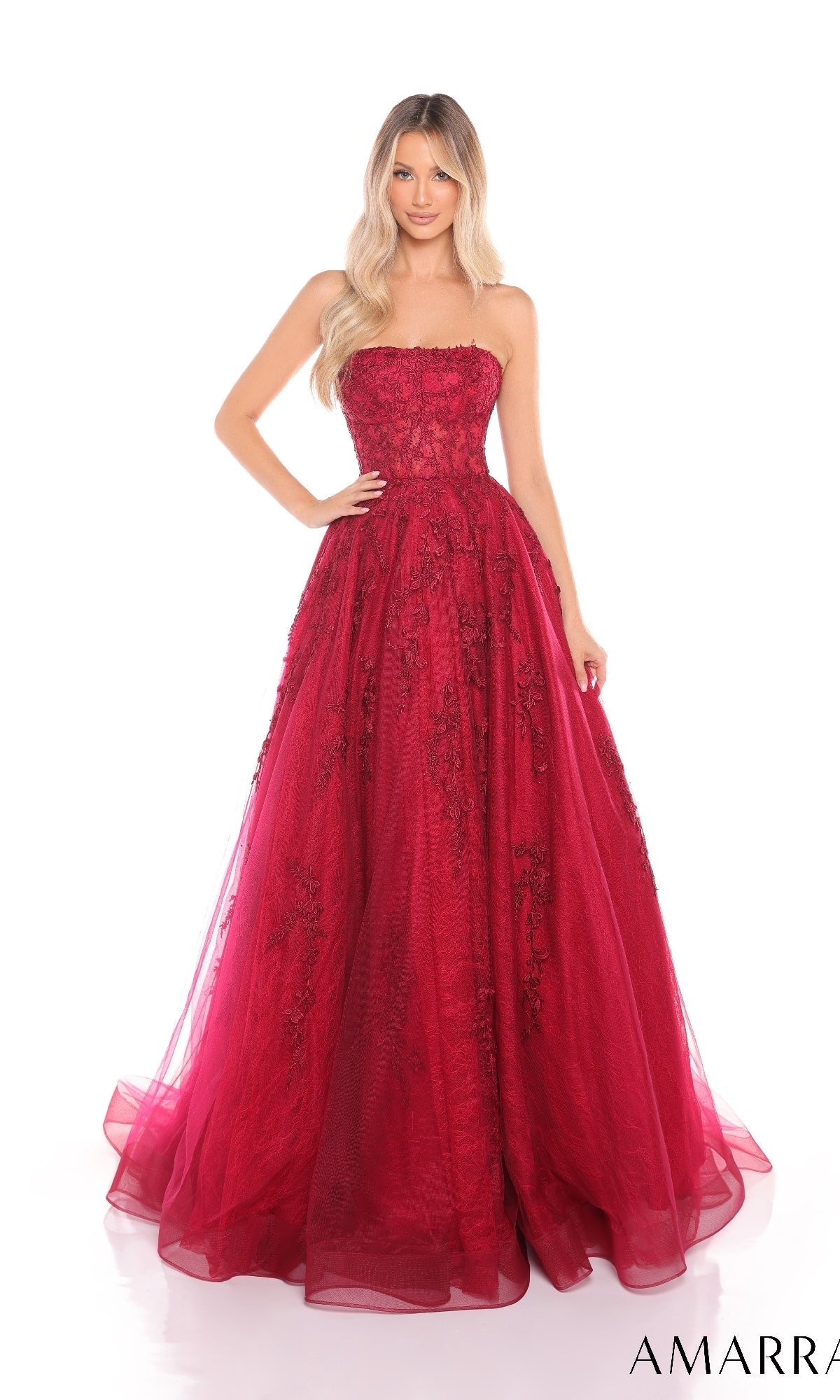 Wine Amarra Long Formal Dress 88414