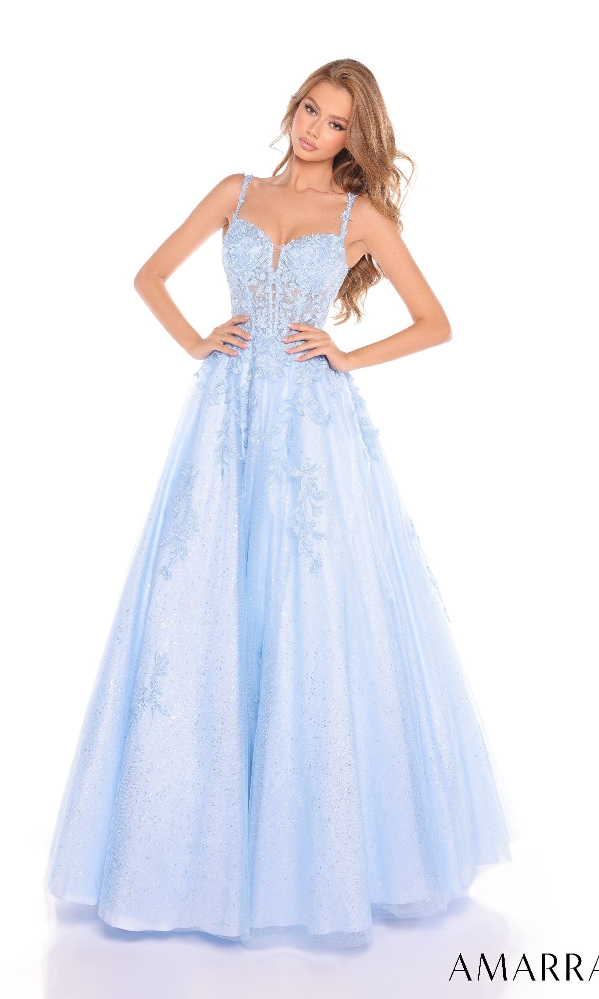 Light Blue Amarra Long Formal Dress 88590
