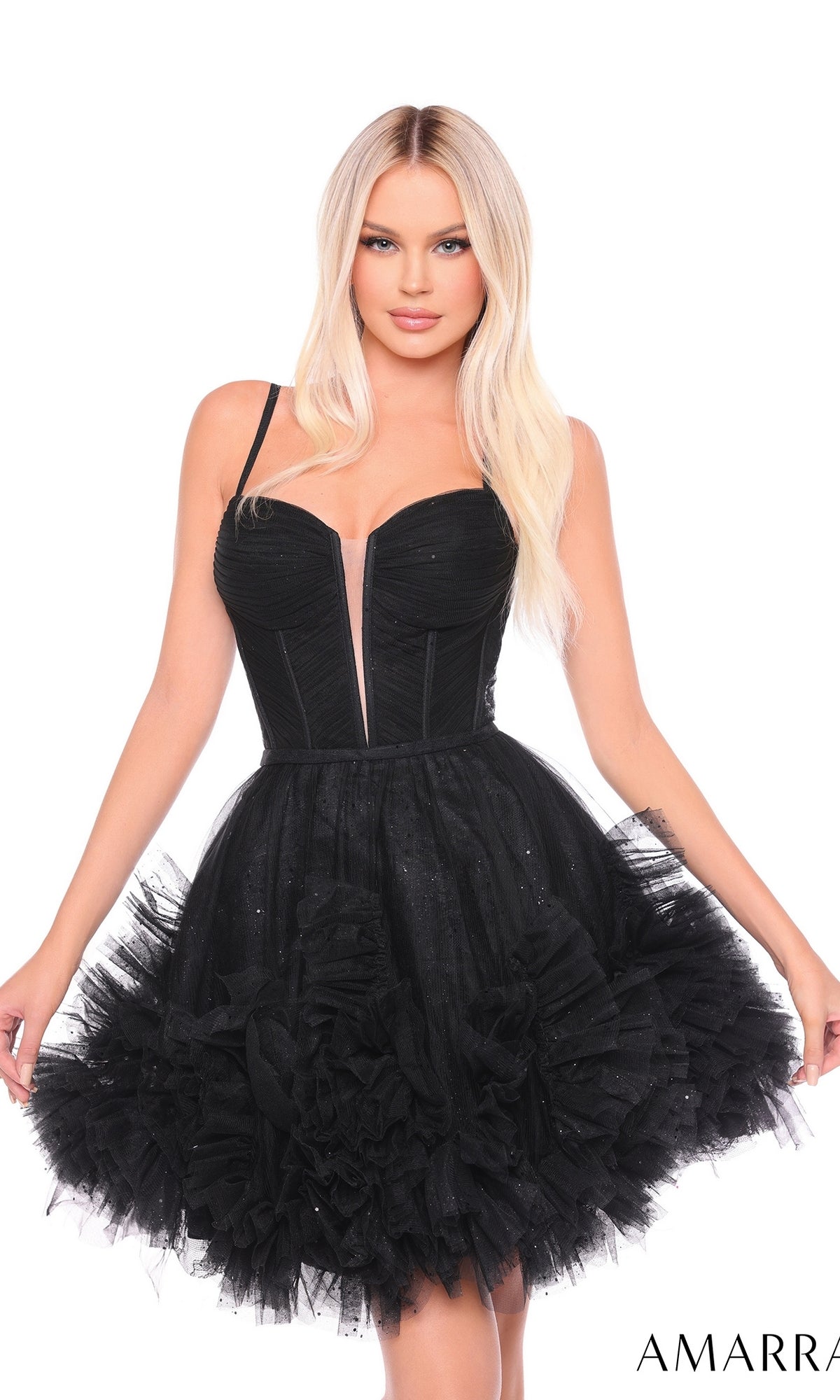Amarra 88677 Short Corset Ruffled Homecoming Dress Amarra 88677 Short Corset Ruffled Homecoming Dress