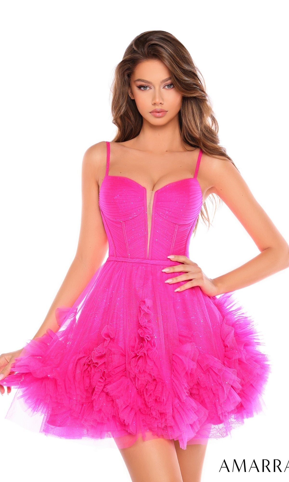 Amarra 88677 Short Corset Ruffled Homecoming Dress