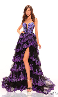 Black/Purple Amarra Long Formal Dress 88745 - Image