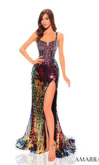Purple/Multi Amarra Long Formal Dress 88826