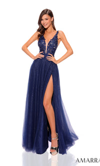 Navy Amarra Long Formal Dress 88840