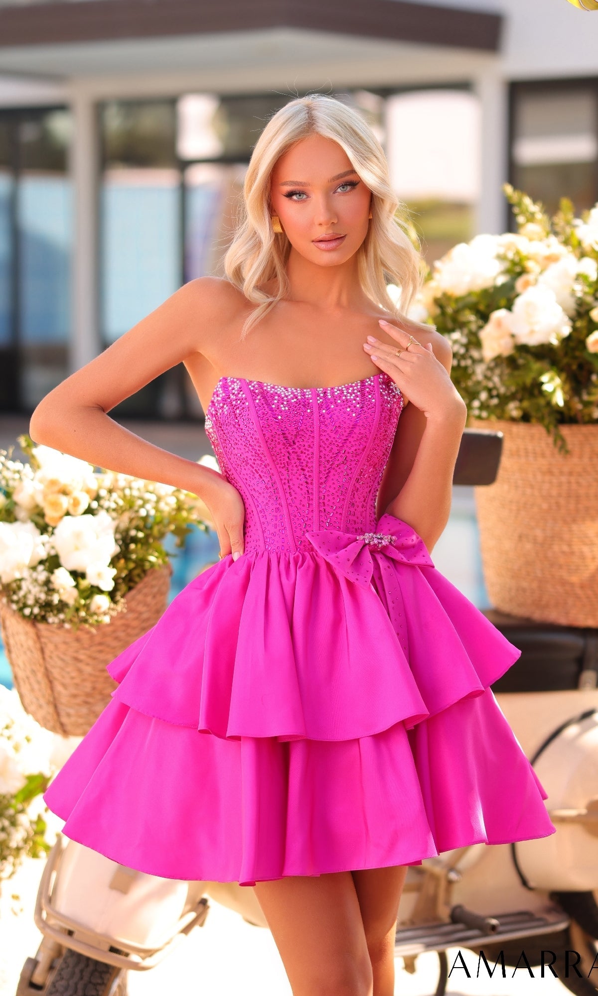 Fuchsia Amarra Short Party Dress 88912