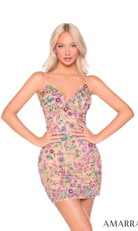 Nude/Multi Amarra Short Party Dress 88918