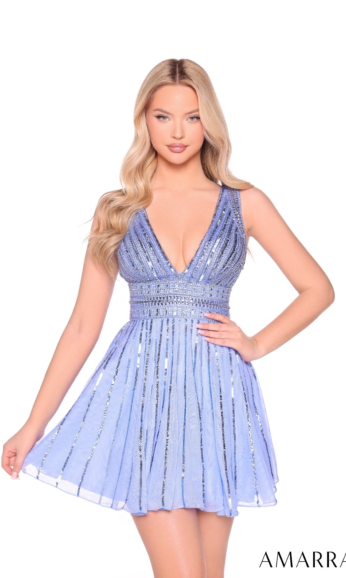 Periwinkle Amarra Short Party Dress 88920