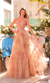 Nude/Multi Amarra Long Formal Dress 88941
