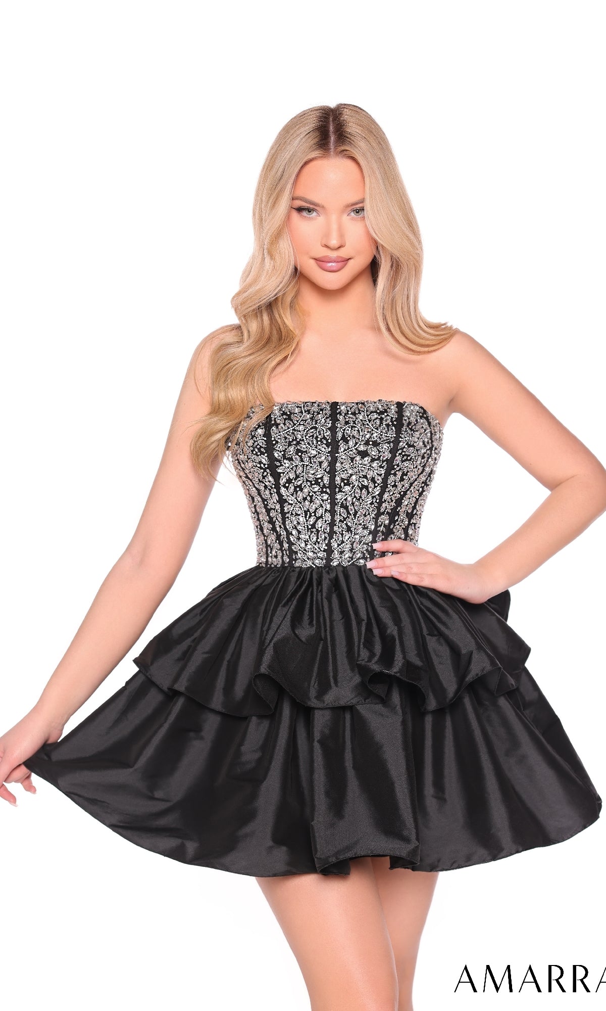 Black/Silver Amarra Short Party Dress 88952