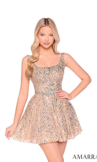 Nude/Silver Amarra Short Party Dress 88967