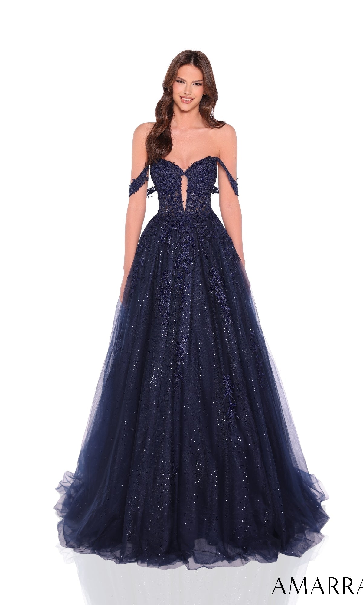 Navy Amarra Long Formal Dress 88970