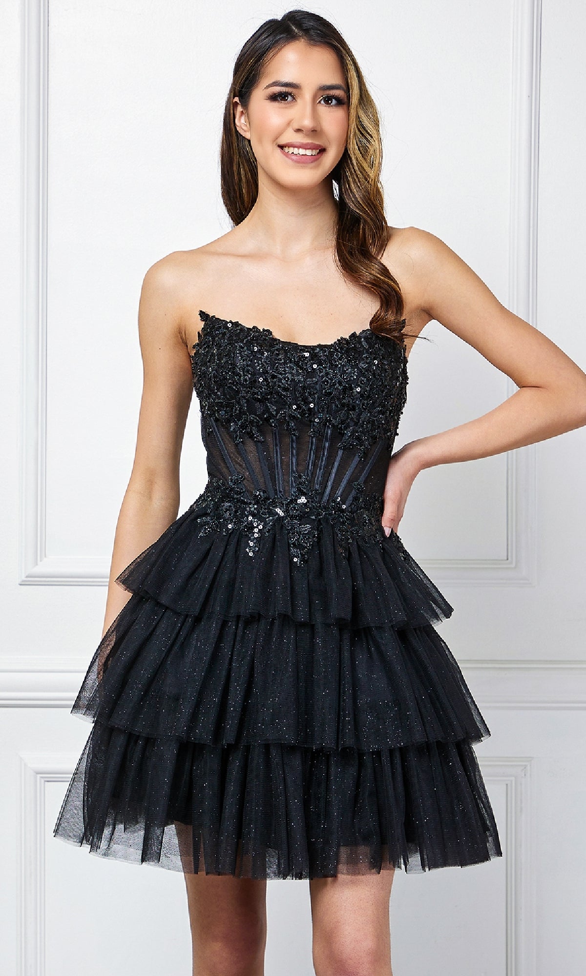 Black Amelia Couture Short Homecoming Dress 9066S