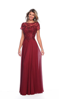 Burgundy Dave & Johnny Long Formal Dress A9071