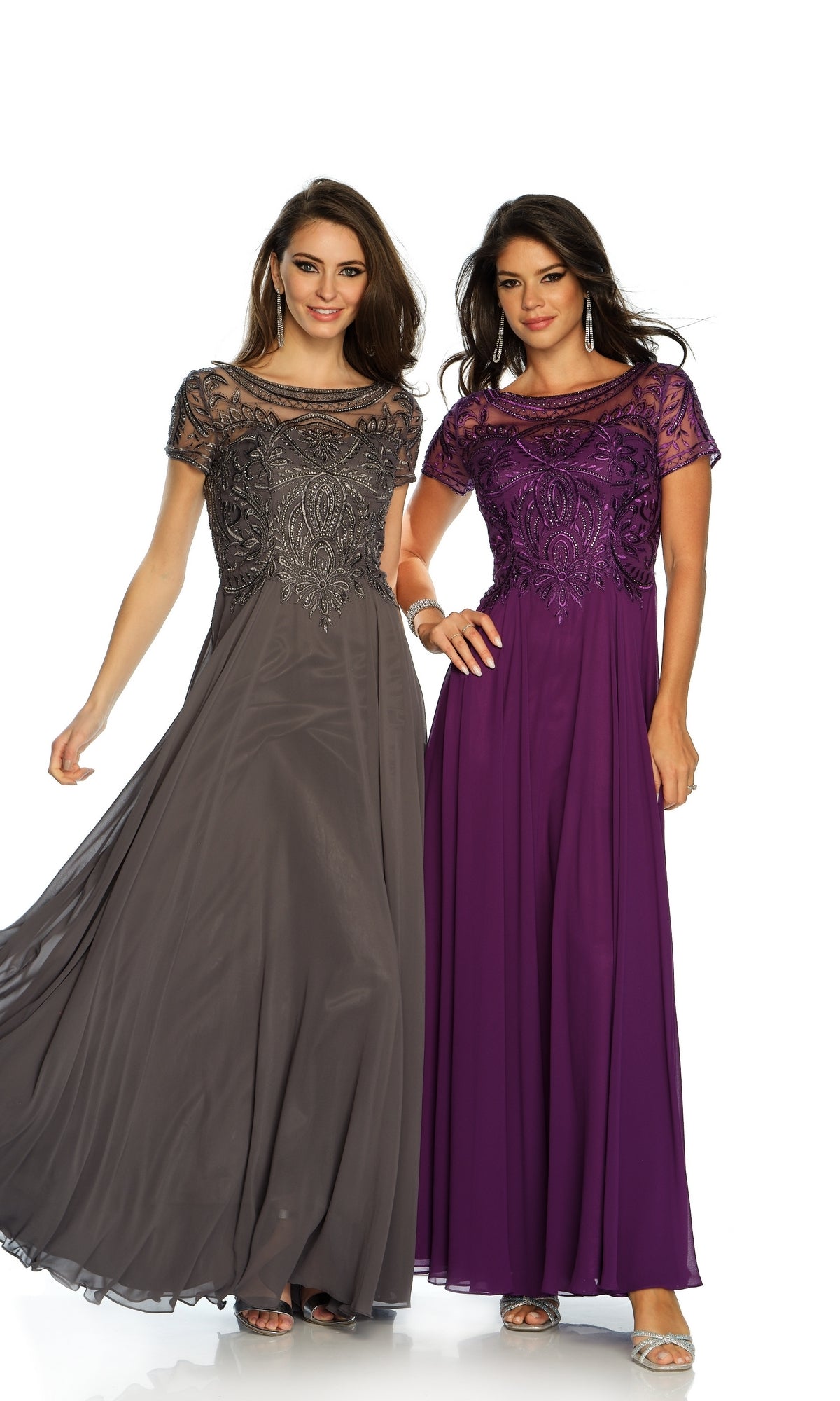 Dark Gray Dave & Johnny Long Formal Dress A9071