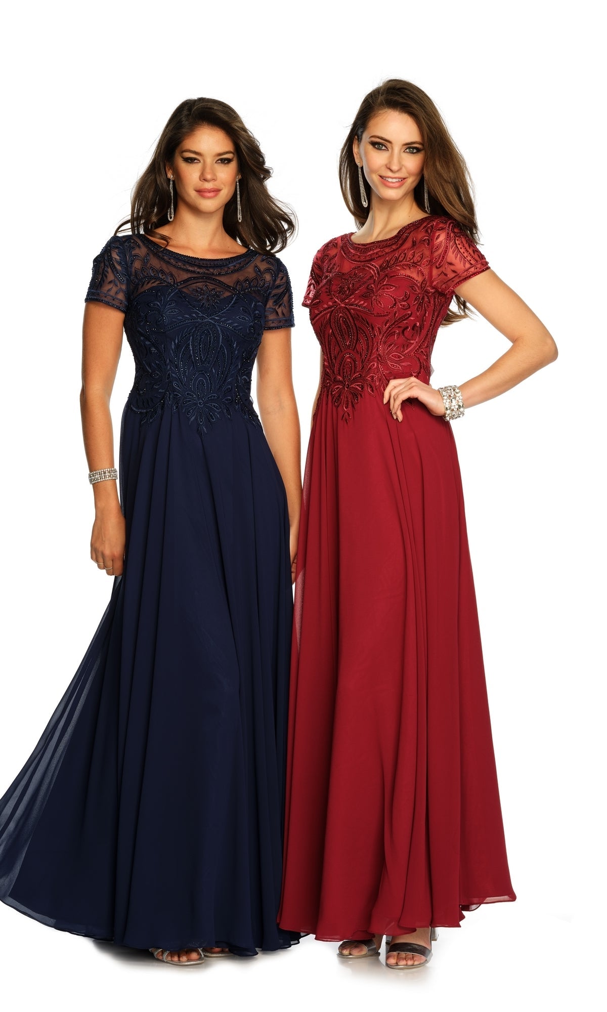 Navy Blue Dave & Johnny Long Formal Dress A9071