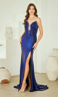 Navy Amelia Couture Long Prom Dress 9076