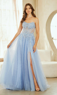 Periwinkle Amelia Couture Long Prom Dress 9078