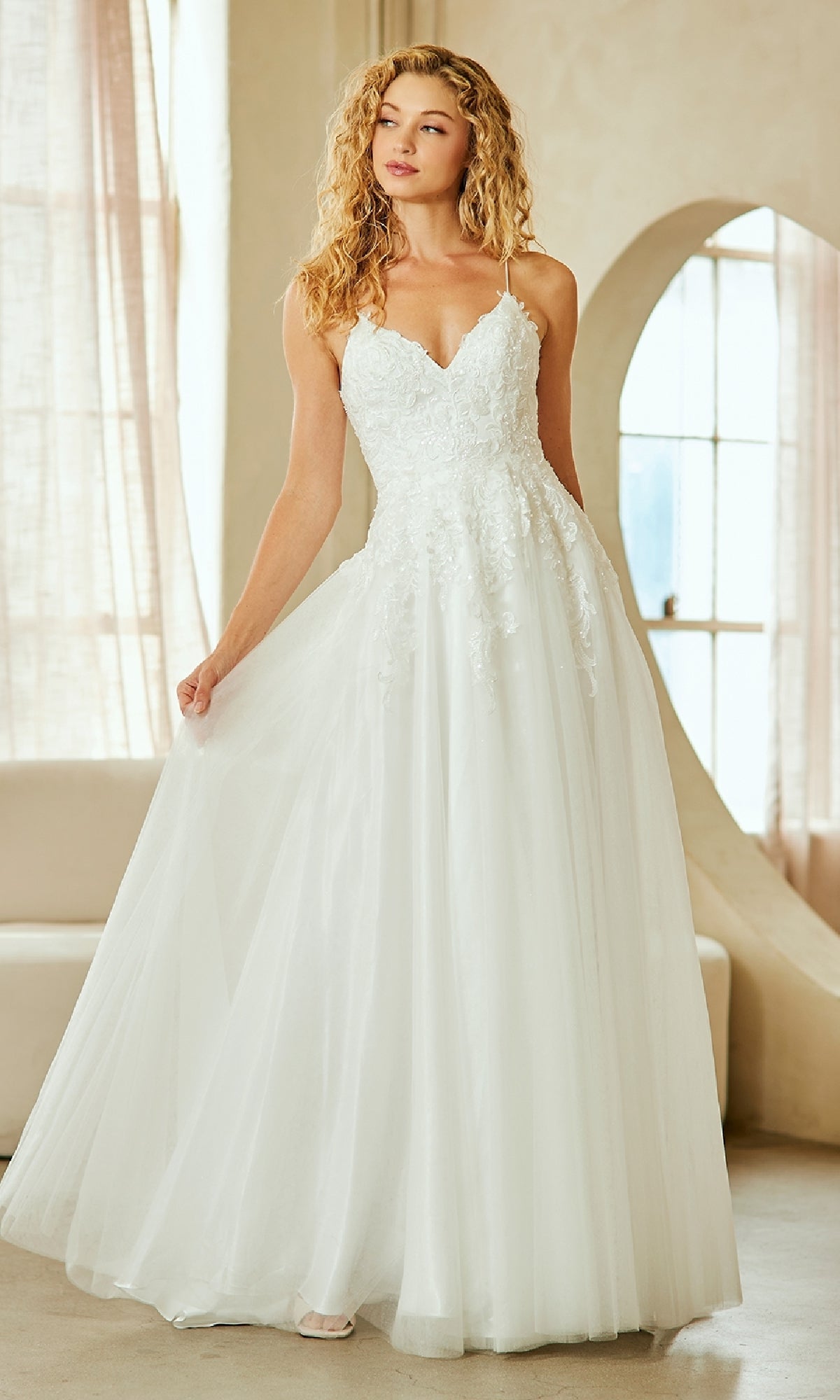 White Amelia Couture Long Prom Dress 9079