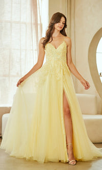 Yellow Amelia Couture Long Prom Dress 9079