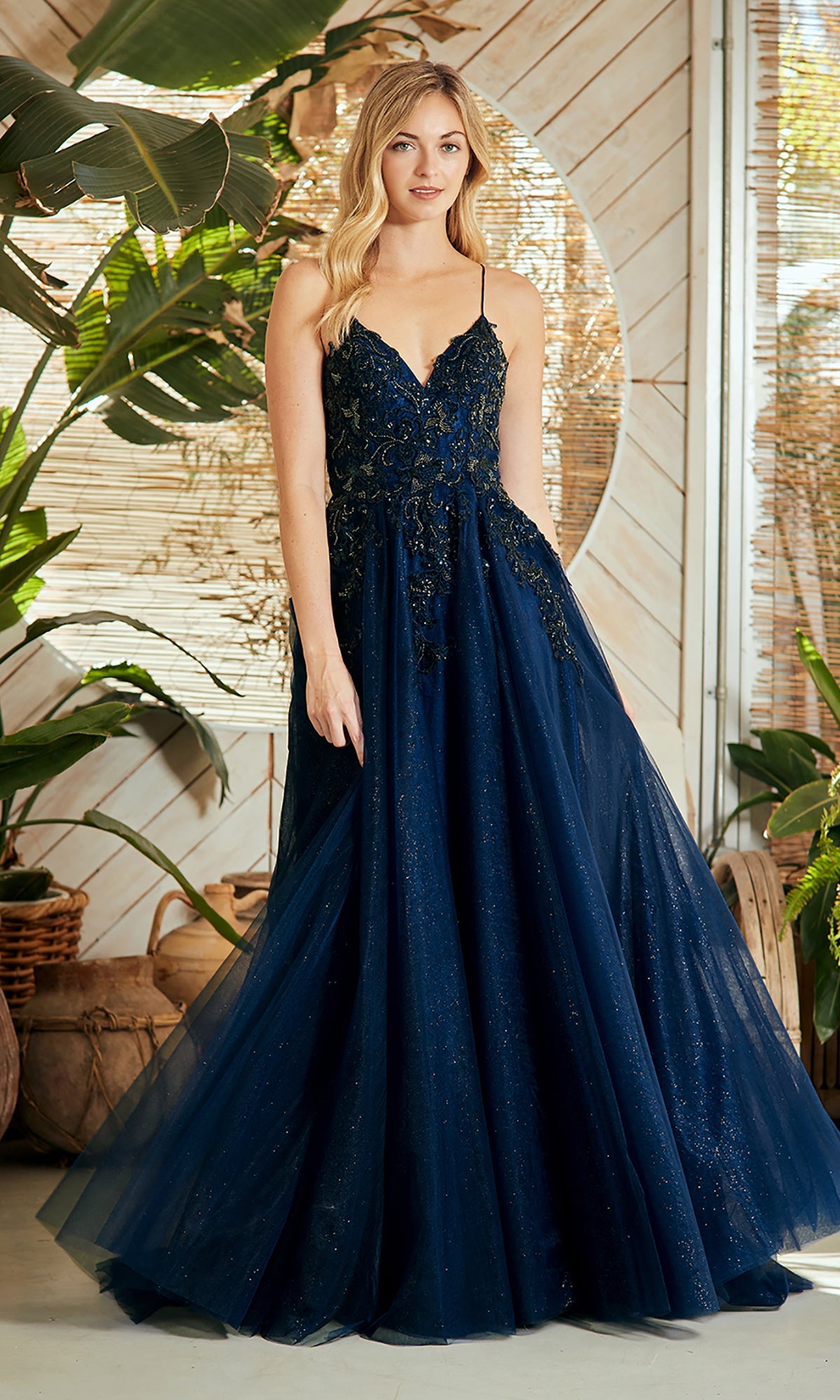 Navy Amelia Couture Long Prom Dress 9079