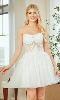 White Amelia Couture Short Party Dress 9083S