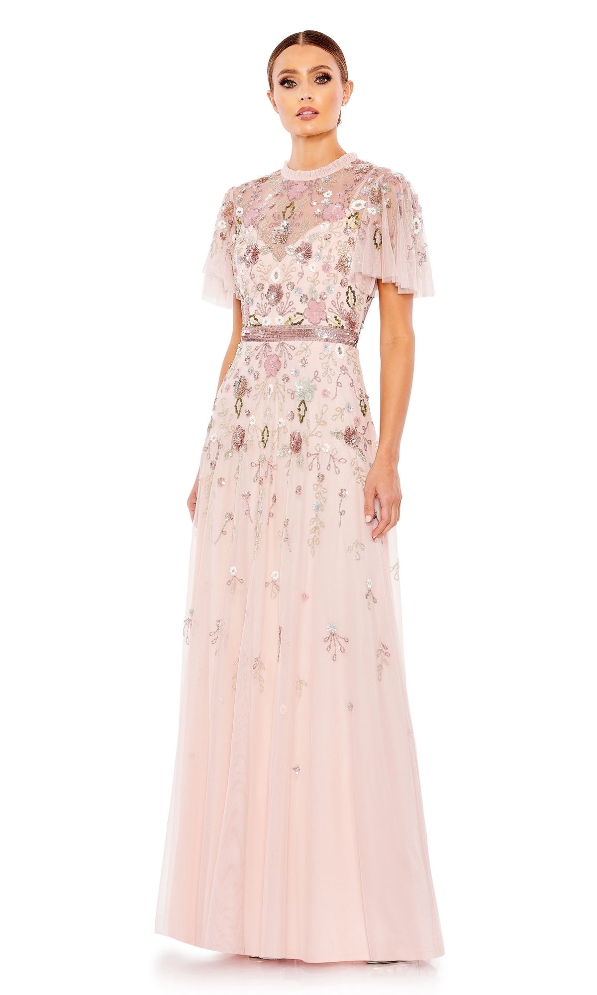 Silver Peony Mac Duggal Long Formal Dress 9136