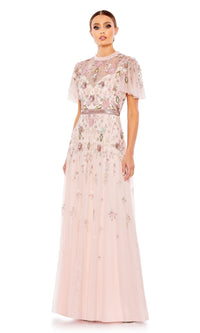 Silver Peony Mac Duggal Long Formal Dress 9136