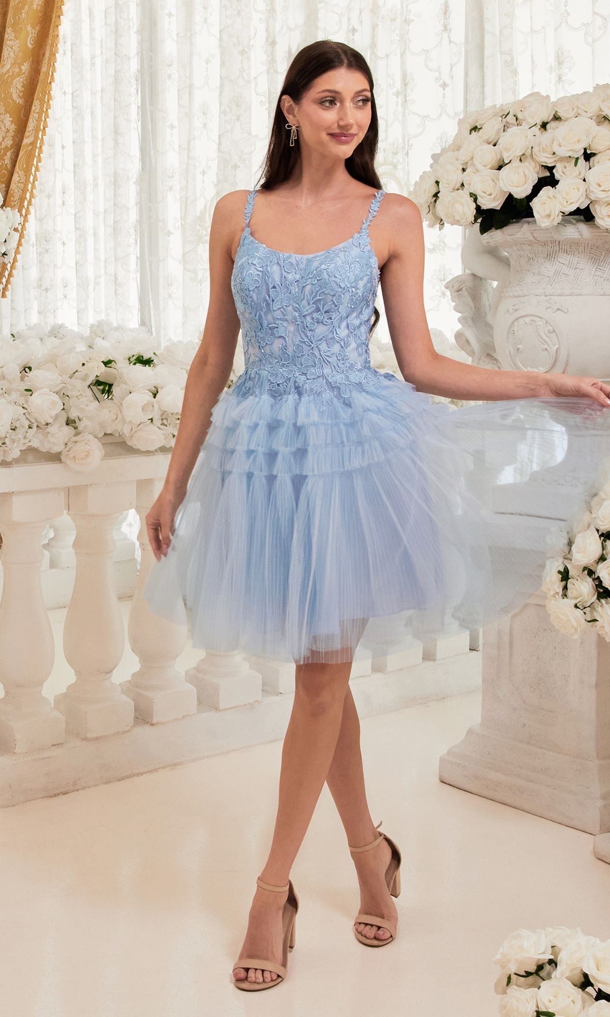 Blue Ladivine Short Party Dress 9310