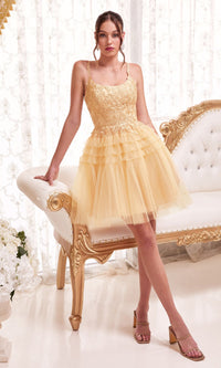 Champagne Gold Ladivine Short Party Dress 9310