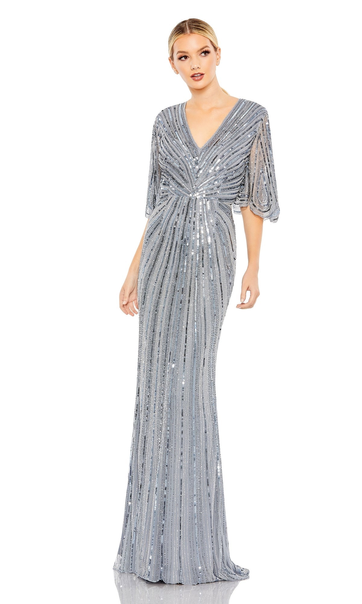 Slate Blue Mac Duggal Long Formal Dress 93583
